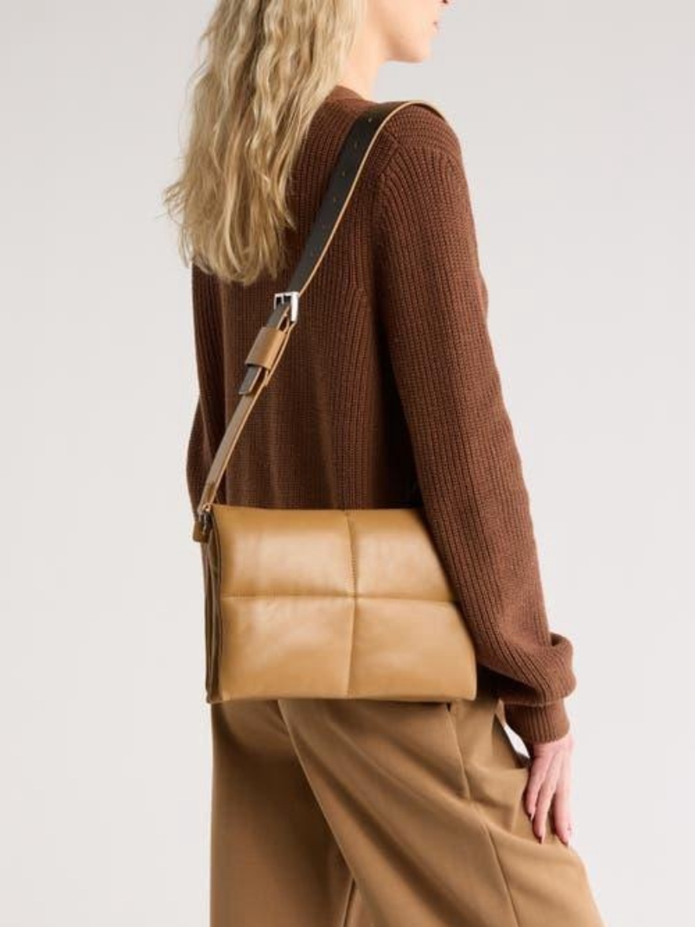 ALLSAINTS | Vittoria Quilted Leather Shoulder Bag Tan Brown NWT Contemporary